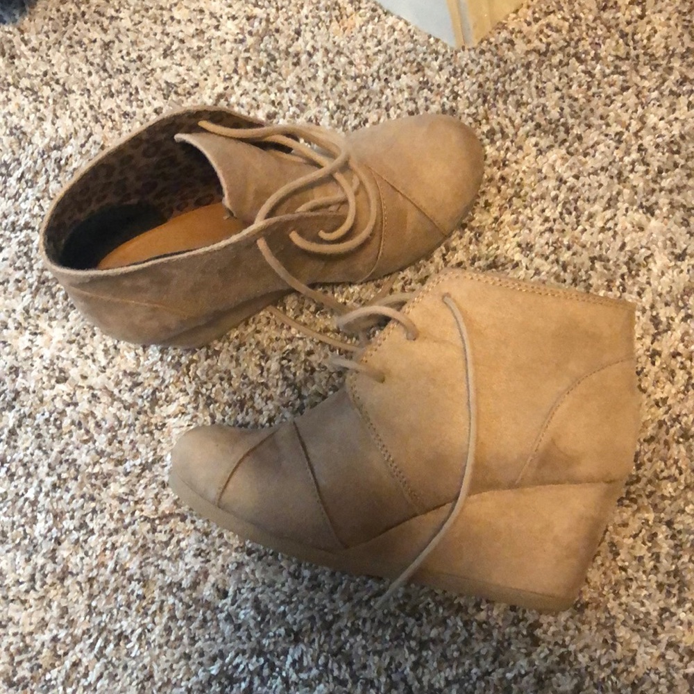 Suede Nude Wedges